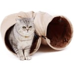 Vägtunnel för katt med 2 hål, mjuk hopfällbar kattunnel med hängande leksak