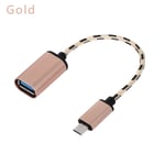 Otg Adapter Cable Micro Usb Connector Data Sync Cord Gold Android