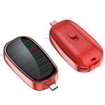 Mini Solcellsladdare Powerbank Bärbar Nyckelring Powerbank för Mobiltelefon 1200mAh Red: For type-c