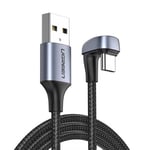 Ugreen 18W 180° Vinklet USB-A til USB-C Kabel - 1 Meter - Svart