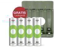 Gp Promotion Gratis Laddare Usb-Modell Laddare Gp B441 Inkl. 4X Aa-Batteri Genopladeligt Aa-Batteri Nimh 2100 Mah 1,2 V 1 Set