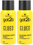 2x Schwarzkopf Got2b Glued Blasting Freeze Hair Spray 100ml Travel size