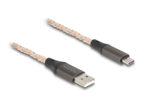 Delock - USB-kabel - USB (hane) till 24 pin USB-C (hane) - USB 2.0 - 5 V - 3 A - 1 m - RGB illumination - transparent, copper-coloured