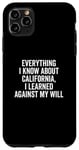 Coque pour iPhone 11 Pro Max Design humoristique « Everything I Know About California »
