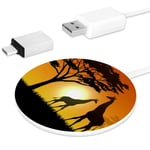 MUOOUM Sunset Two Giraffe Fast Wireless Charger, Wireless Charging Pad 10W Unibody Fast Charging Pad Compatible for iPhone, airpods or any Qi enabled Smartphone