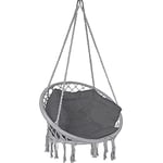 VOUNOT Hanging Chair with Cushion, Macrame Hammock Swing Chair for Bedroom, Balcony, Patio, Garden, Indoor or Outdoor, 265LBS Capacity, Grey