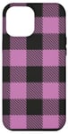 Coque pour iPhone 14 Pro Max Motif à carreaux rose et noir