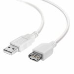 2 Metre WHITE USB EXTENSION Male to Female PC Laptop Printer Computer Cable 2m