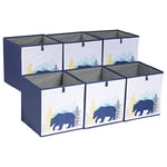 Amazon Basics Collapsible Fabric Storage Cube Organiser Bins, Pack of 6, Bear Buddies, 26.7 x 26.7 x 28 cm