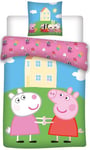 Greta Gris Sängkläder - 140x200 cm - Greta Gris och Fanny Får bäddset - 2 i 1 design - 100% bomull