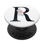 Cute Floral Initial Letter R Monogram on White PS20036 PopSockets PopGrip: Swappable Grip for Phones & Tablets
