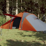vidaXL Campingtält 6 Personer grå & orange 576x238x193 cm 185T taft 94345