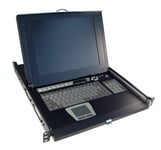 REXTRON All-in-1 Integrated LCD KVM Drawer. 8 Port, 19'''' Screen Size. 1x console to 8x PS2 or USB PC''s, 19'''' TFT LCD, Keyboard Drawer, Rear Bracket ext. Kit (48~93cm,) 8x 1.8m VGA/USB leads. Colour Black. (p/n: IURA108-19)