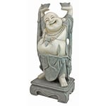 Design Toscano Bouddha Souirant Joyeux Hotei Statue de Jardin de Décor Asiatique, 63.5 cm, polyrésine, deux tons pierre