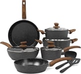 Kitchen Academy Induction Hob Pots and Pans Set - 12 Piece Cooking Pans Set, Set