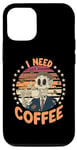 iPhone 15 Pro Funny Skeleton Coffee Brewer Barista I Need Coffee Case