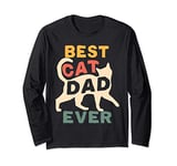 Best Cat Dad Ever Retro Vintage Cat Dad Gift Long Sleeve T-Shirt
