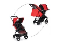 Hauck Icoo Acrobat Travel System Leather 1 Hand Pushchair+Carseat Fishbone RED