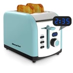 Toaster 2 Slice, Morpilot Stainless Steel Retro Toaster with Timer, Wide Slot, Defrost/Reheat/Cancel Fuction, Removable Crumb Tray, LED Display