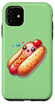 iPhone 11 Cute Kawaii Hot Dog with Smiling Face and Bubbles Case