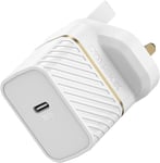 OtterBox USB-C PD GaN UK Wall Charger 30W, USB-C Fast Charger for Smartphone and Tablet, Drop Tested, Rugged, Ultra Durable, White