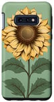 Galaxy S10e Aesthetic Sunflower Line Art Minimalistic Sage Green Case