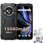 Blackview BV9300 Pro Unbreakable Smartphone 16GB+256GB Android 13 15080mAh 64MP 6,7" Svart med Airbuds 8 Bluetooth-hörlurar (Vit)