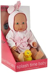 DOLLSWORLD from Peterkin | Splash Time Baby Doll | 41cm anatomically correct, bathable baby girl doll in towelling robe and nappy with cute yellow duck | Dolls & Accessories | Ages 18m+