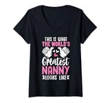 Womens This Is What World’s Greatest Nanny Looks Like Mother’s Day V-Neck T-Shirt