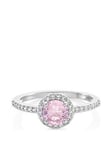 Buckley London The Carat Collection - Pink Halo Ring, Silver, Size S, Women