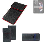 Protective cover for Xiaomi Redmi Note 12T Pro dark gray red edges Filz Sleeve B