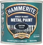 Hammerite Paint Satin Black Direct To Rust Metal Paint 250ml