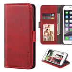 HTC Desire 20 Pro Case, Leather Wallet Case with Cash & Card Slots Soft TPU Back Cover Magnet Flip Case for HTC Desire 20 Pro (Red)