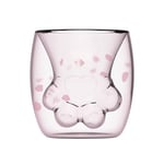 Formemory Cute Cat Mugs Coffee Milk Tea Cups, Cat Paw Mugs, Double Wall Insulated Glasses Transparent Anti-scalding Sakura Cup, Creative Romantic Valentines Day Birthday Gifts