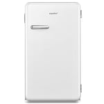 COMFEE' RCD93WH1RT(E) Under Counter Fridge Only, 93L Retro Freestanding Fridge with Chiller Box, Adjustable Thermostats, Self-closing Door, White