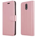 iCatchy For Nokia 2.3 Case Leather Wallet Book Flip Folio Stand View Cover compatible for Nokia 2.3 Phone Case (Rose Gold)