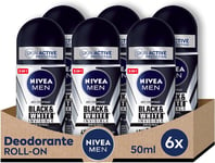 Nivea Men Black & White Invisible Roll-On Deodorant, 6 X 50 Ml