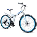 DGPOAD Folding Mountain Bikes For Men Adults Women Teens Ladies Unisex Alloy City Bicycle 27" With Adjustable Seat,comfort Saddle Lightweight Disc brakes/A / 21 speed