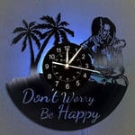 Vinyl Record Wall Clock, Bob Marley LED 7 Color Night Lamp Retro Wall Clock, Birthday Gifts Handmade Home Wall Decor,With light
