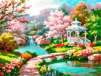 5D DIY Diamond Painting Kits for Adults Pink Landscape Round Drill,40x30cm Full Drill Rhinestone Bead Crystal Embroidery Pictures Cross Stitch Arts Canvas Craft for Home Wall Sticker Decor Gift U3682