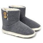 Dunlop Chaussons Homme Hiver, Pantoufles Homme Confortable, Chausson Botte Montant Mémoire de Forme, Cadeau Original (Gris Charbon, 45 EU)