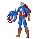Marvel Avengers Titan Hero Series Blast Gear Captain America, 30 cm Toy, With Launcher, 2 Accessories and Projectile, Ages 4 and Up,Black