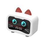 Mini Wireless Bluetooth Speaker Led Digital Alarm Clock Small Cat Cartoon FM Radio Charging with USB Charging Port for Sleepers,Black,alarm clock digital ANJT (Color : White)