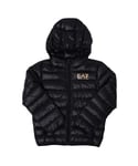 EA7 Boys Boy's Emporio Armani Core ID Down Hooded Jacket in Black Gold - Size 10Y