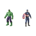 Avengers Marvel Titan Hero Series Blast Gear Deluxe Hulk Action Figure, 30-cm Toy & Marvel Titan Hero Series Collectible 30-cm Captain America Action Figure, Toy for Ages 4 and Up
