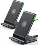 INIU Wireless Charger 2-Pack, Qi-Certified 15W Fast Wireless Charger Stand with 