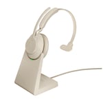 Jabra Evolve2 65, UC Mono Casque Sans fil Arceau Bureau/Centre d'appels USB Type-A Bluetooth Beige - Neuf