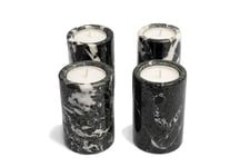 British Fossils Black Marble Cylinder Tea Light Holders (Pack of 4)