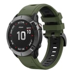 Garmin Fenix ​​6X Pro/ Fenix7X / Fenix ​​7X Solar / TACTIX 7/ 7 Pro, etc. Silikonarmband, 26mm - Grön, svart