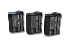vhbw 3x Batteries compatible avec Nikon D500, D7000, D7200, D750 appareil photo, reflex numérique (2000mAh, 7V, Li-ion) avec puce d'information